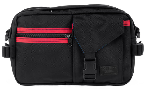 The LGD in Black/Red/Island. Front view of the bag.